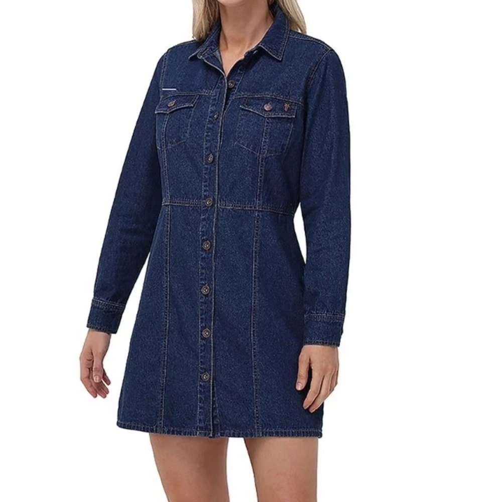 Nwt Frye Denim Button Down Dress Dark Wash